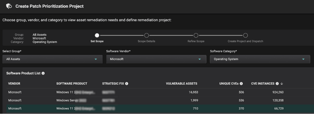 Create Patch Prioritization Project