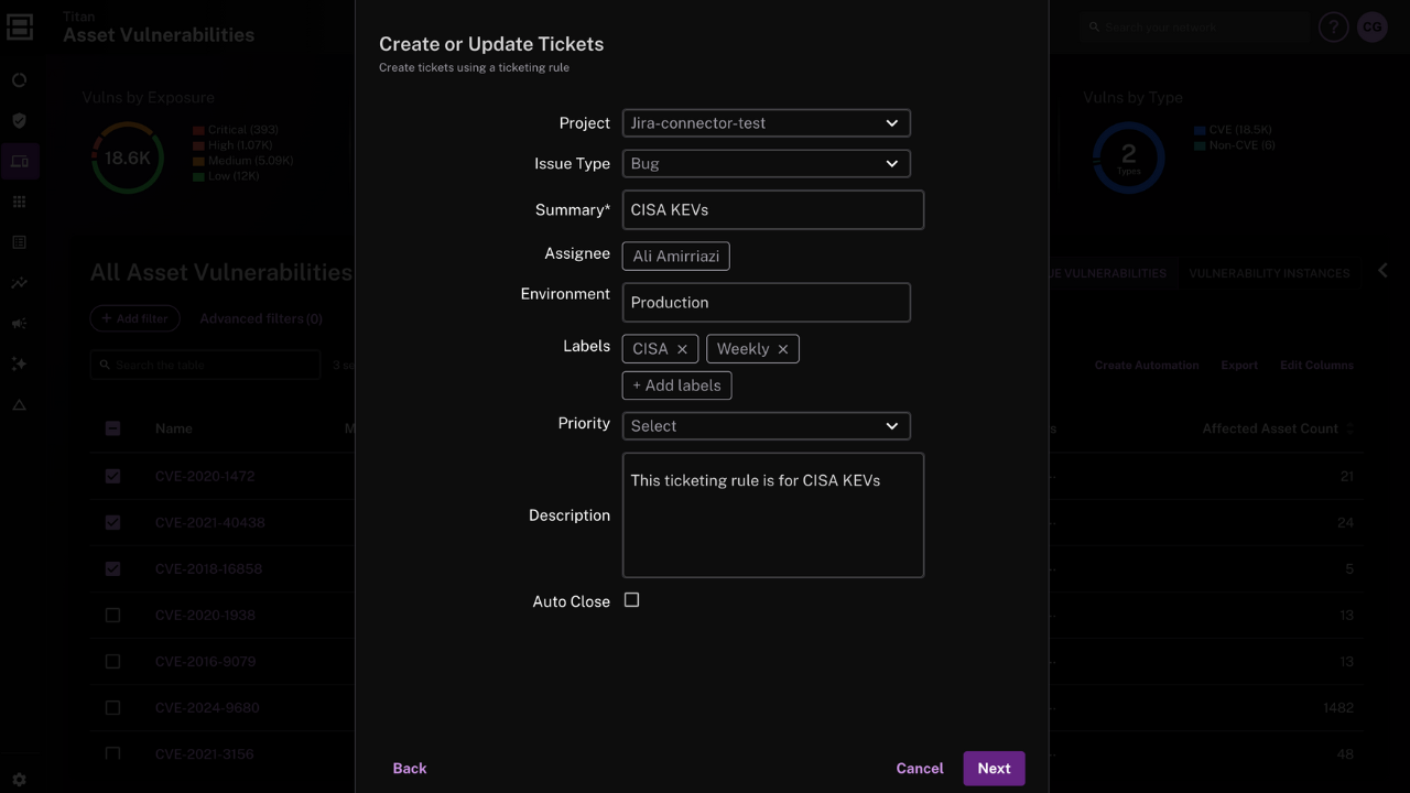 Creating tickets for remediation