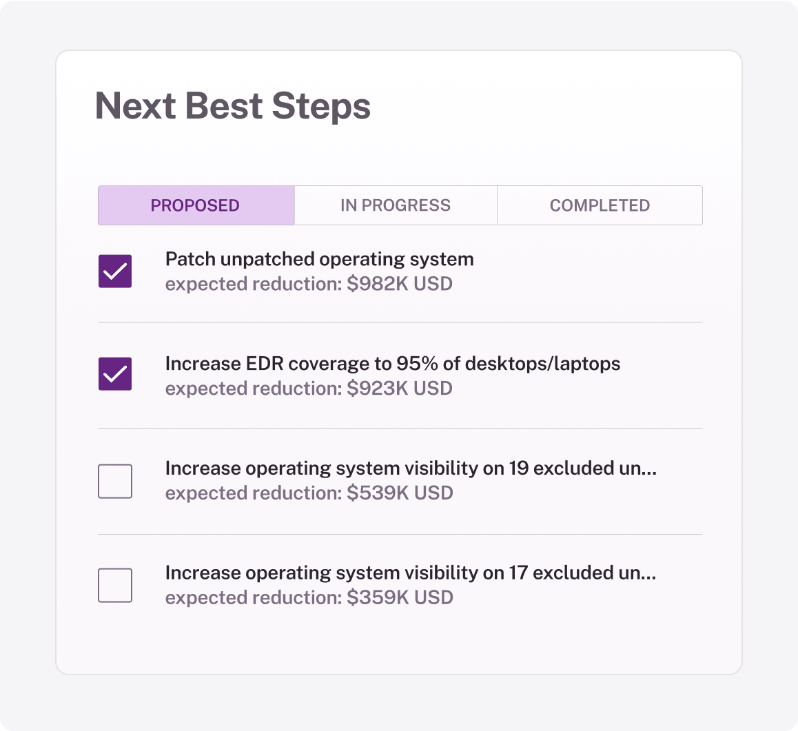 Next Best Steps - Accelerate risk reduction with actionable insights