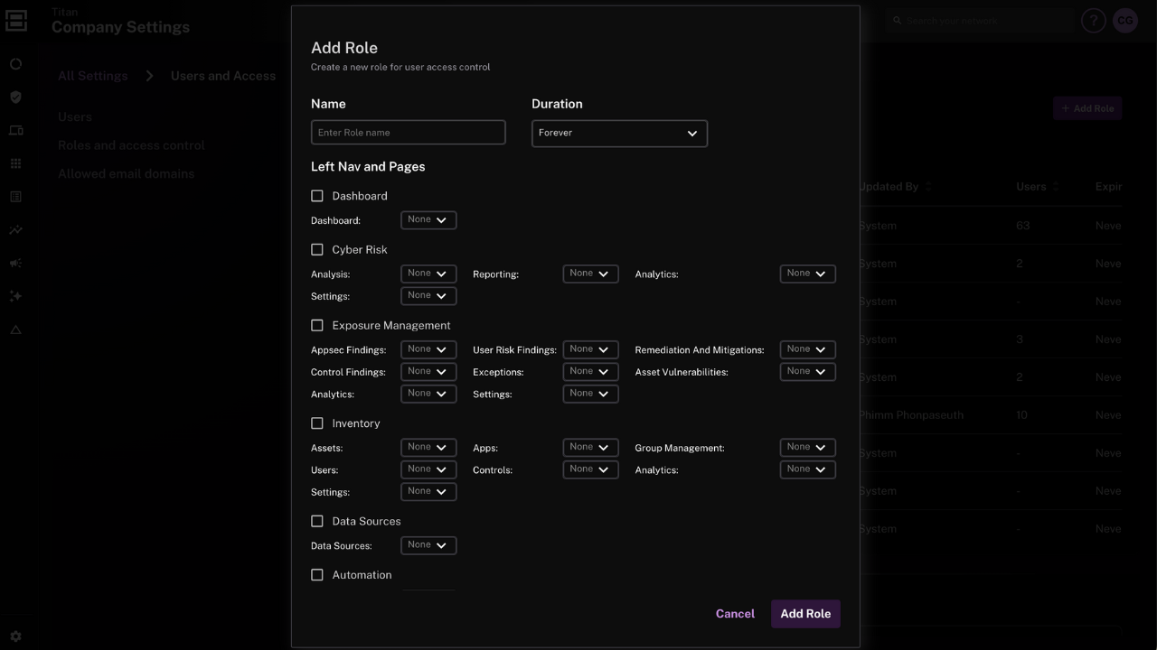 Using granular role-based access